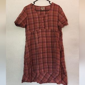 Flax Red Plaid Midi Dress